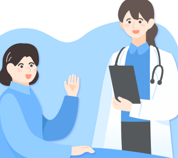 대화를 나누고 있는 의사와 환자의 모습 일러스트 이미지