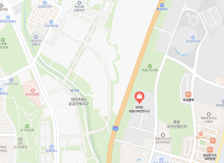 인아트 죽동 쇼룸 지도